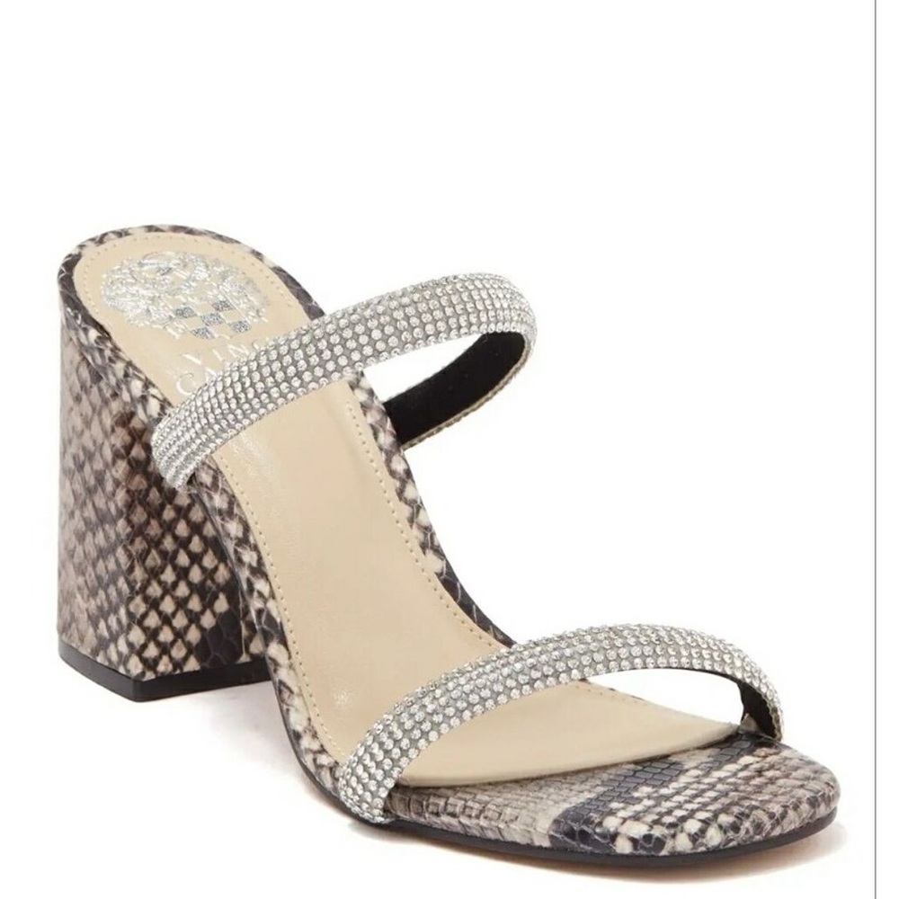Vince Camuto Women's Heels Magaly Snakeskin Rhinestone Straps Pumps NEW - Picture 2 of 7